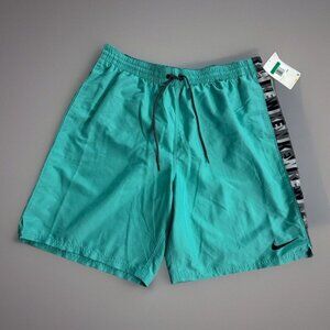Nike Swim Board Shorts Mens XL Green Mesh Lined Polyester Beach 9" $58 NEW